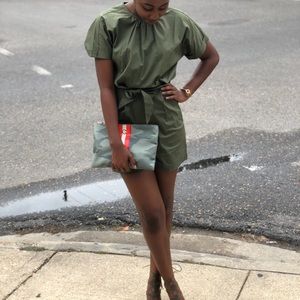 Olive Tie Waist Romper